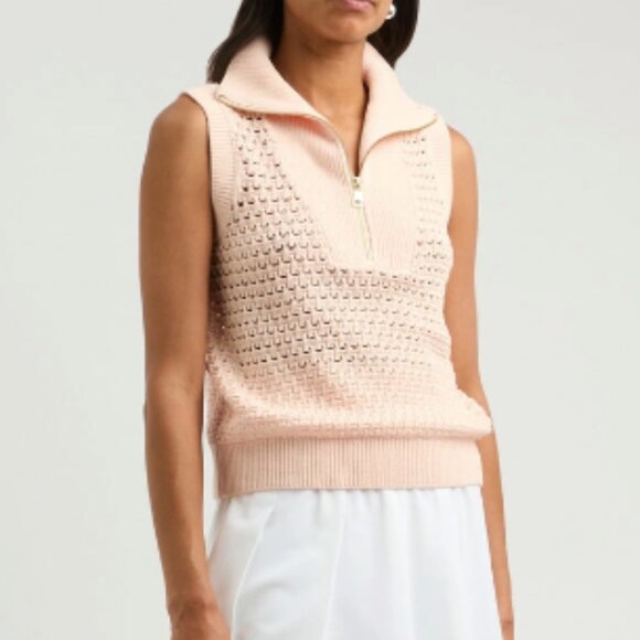 Varley Tops - Varley Bains Open-knit Cotton Vest Light Pink XL
